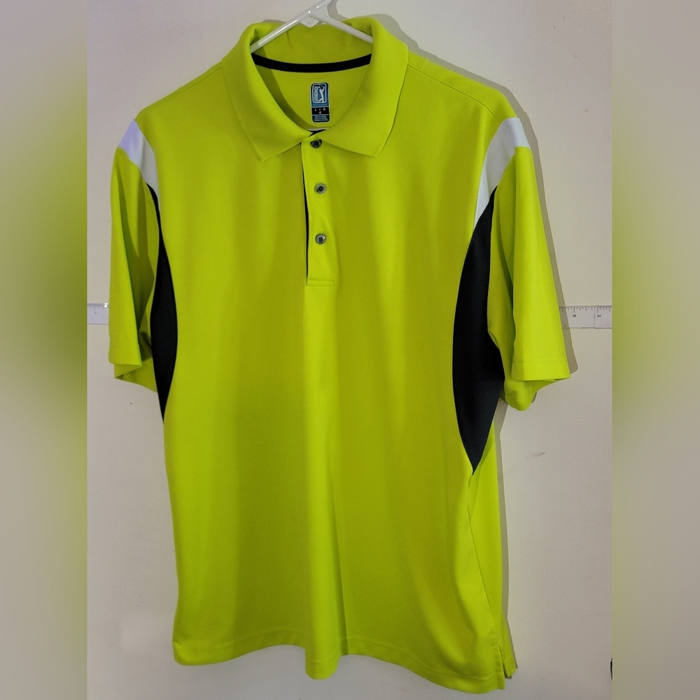 PGA Tour Neon Yellow Polo Shirt Size Large
